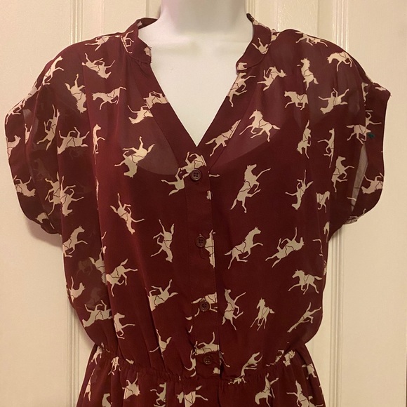 Mimi Chica Horse Pattern Dress Brick Red Size Small - Picture 2 of 8